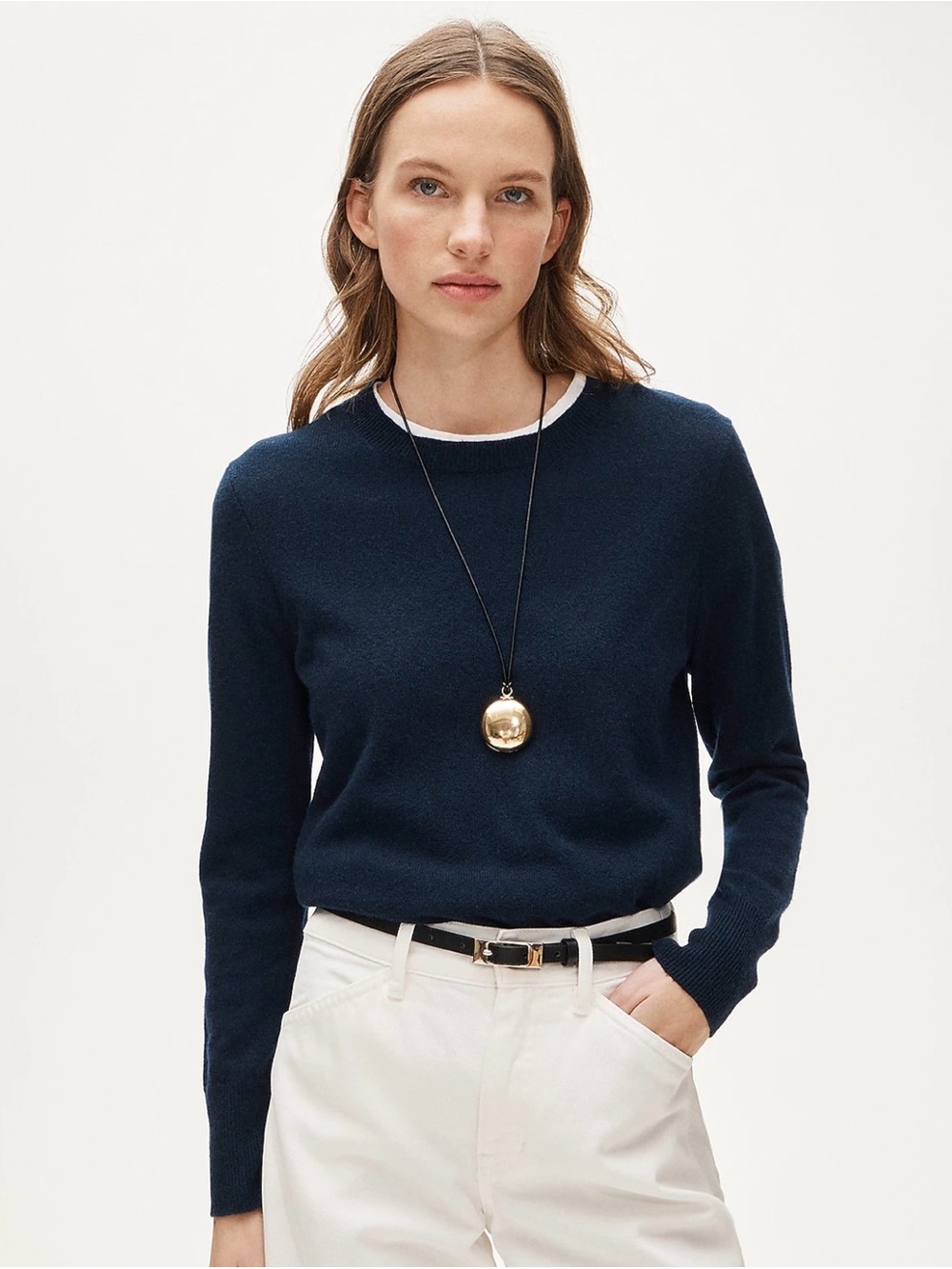 J.Crew Cashmere Classic-Fit Crewneck Sweater Navy 100% Cashmere Size M NWT